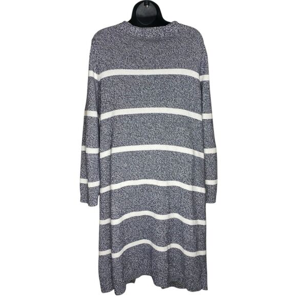 Talbots Cardigan Sweater Womens X Striped Long Open Front Pockets Capsule Plus - Picture 2 of 10